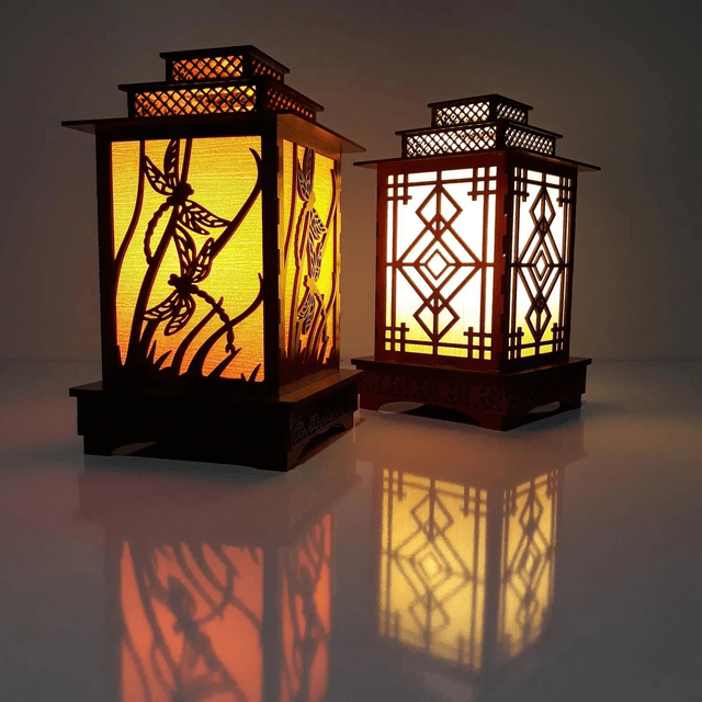 Lanterne lumineuse en bois avec bougie