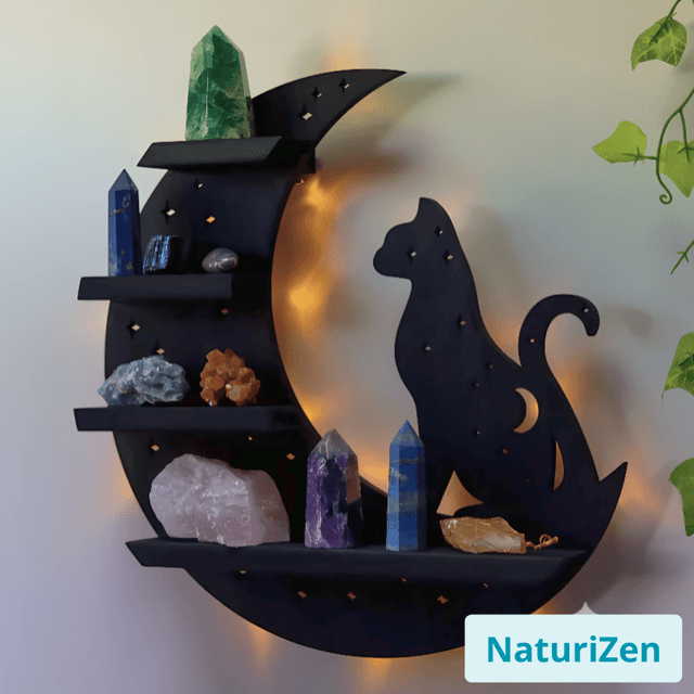 Clarté Féline – Présentoir Spirituel sous la Lune