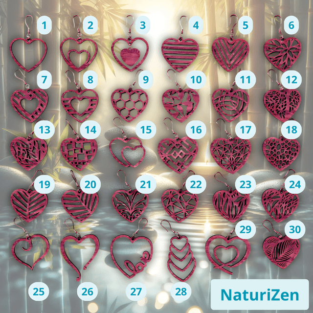 Boucles d&#039;Oreilles en Bois de Style Cœur avec Crochets en Argent 925 🌟❤️
