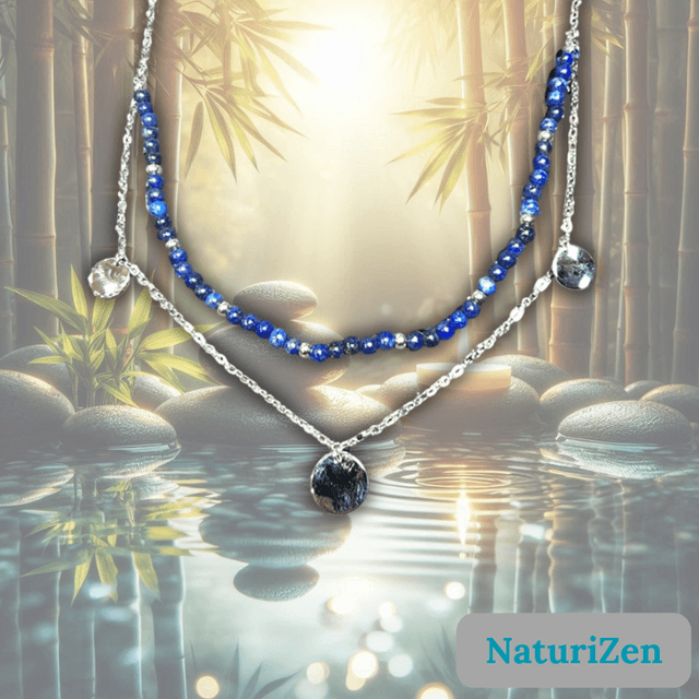 Collier Élégant en Lapis-Lazuli et Acier Inoxydable