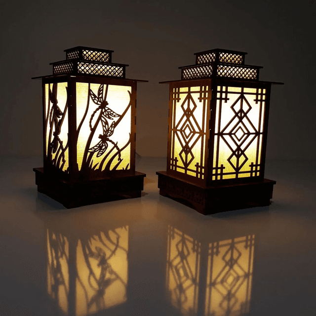 Lanterne lumineuse en bois avec bougie